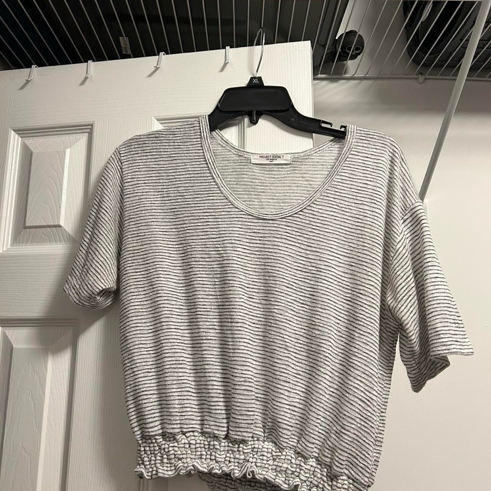 Project Social T Gray Ribbed Crop T-Shirt